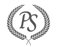 Initial letter P and S, PS monogram logo design with laurel wreath. Luxury calligraphy font. vector