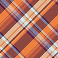 Self tartan background texture, 50s pattern seamless plaid. National fabric check textile in orange and dark colors. vector