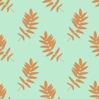 Pattern from gold leaf prints. Repeating prints. Gold silhouettes on mint green background. vector