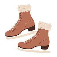 Ice skates flat on white isolated background. Winter cartoon. Figure skating skates flat design vector