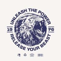 Roaring Lion Grunge Emblem Design vector