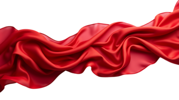 Isolated image of flowing red fabric, cut out for versatility. png