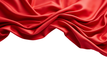 Isolated floating elegant red fabric, expertly cut out. png