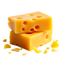 een eenzaam Cheddar kaas plak zweven tegen een transparant achtergrond. png