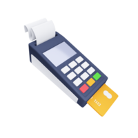 Contactless payment terminal 3d icon. Payment with card and receipt issuance png