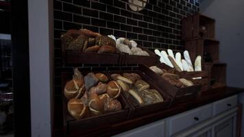 Assorted Bread Display in a Filled Display Case video