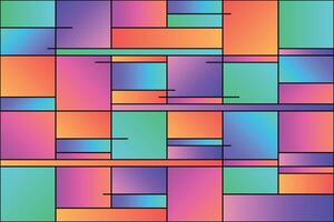Abstract seamless pattern with a gradient effect with colorful squares and rectangles in a Mondrian style, ideal for bauhaus-inspired app and landing vector