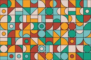 Abstract vintage mosaic seamless pattern with colorful geometric shapes and tiles vector