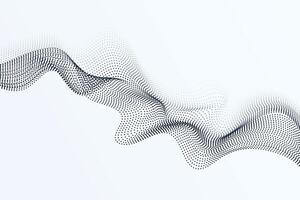 Flowing wavy dynamic particles on a white background. This abstract particle motion represents modern science and technology concepts, ideal for futuristic app vector