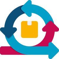 A colorful arrow with a yellow folder inside vector