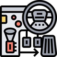 A car with a steering wheel and a dashboard vector