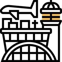 An airport with a plane and a building vector