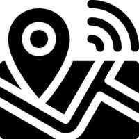 A black and white icon with a map and a wifi icon vector