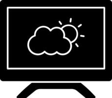 A computer monitor with a cloud and sun vector