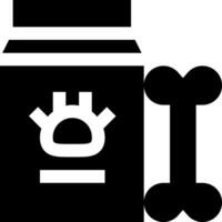 A black and white image of a bottle and a bone vector