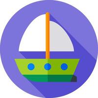 A flat icon of a sailboat on a purple background vector