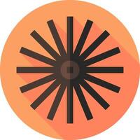 A flat icon of a sunburst on an orange circle vector