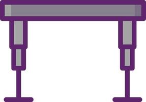 A purple table with two legs on it vector