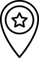 A black and white pin with a star on it vector