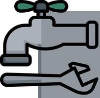 A plumbing tool and faucet with a wrench vector