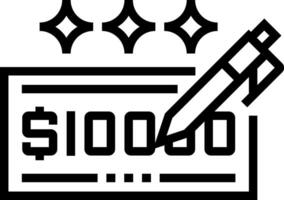 A black and white image of a check with a pen vector