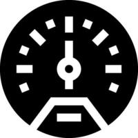 A black and white icon of a speedometer vector