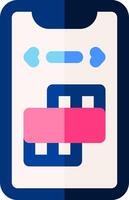 A blue and pink phone with a pink bar vector