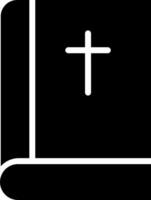 A black and white image of a cross on a book vector