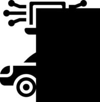 A black and white image of a car with a computer vector