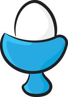 An egg in a blue bowl on a white background vector