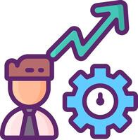 A man with a clock and an arrow pointing up vector