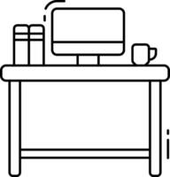 Computer desk icon vector