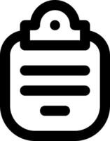 A black and white icon of a clipboard vector