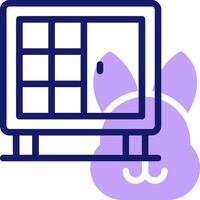 A purple and white icon of a computer with a mouse and a cat vector