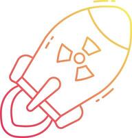 A line drawing of a rocket with a nuclear symbol vector