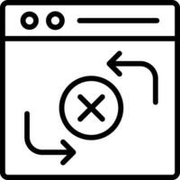 A black and white icon of a computer screen with a cross on it vector