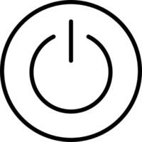 A black and white icon of a power button vector