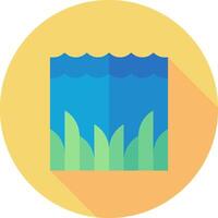 A flat icon of a water surface with grass vector