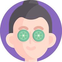A person with green eyes and cucumbers on their face vector