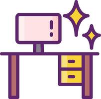 Computer desk icon with a computer monitor and a desk vector