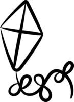 A black and white drawing of a kite with a letter e vector