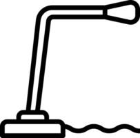 A black and white drawing of a lamp on a table vector