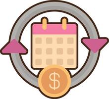 A calendar and dollar coin in a circle vector