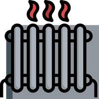 A black and white image of a radiator with red flames vector