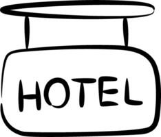 A black and white drawing of a hotel sign vector