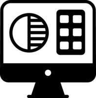 A computer monitor with a pie chart on it vector