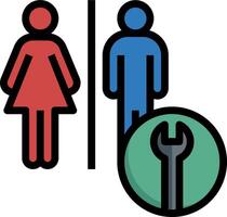 A man and woman are standing next to a toilet and a wrench vector