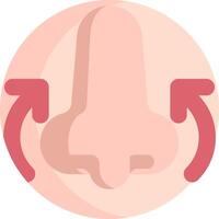 A nose with two arrows pointing to it vector