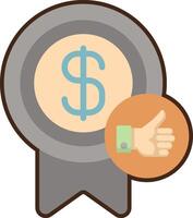 A dollar sign and thumb up icon vector