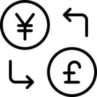 Currency symbols in a circle with arrows pointing to the right vector